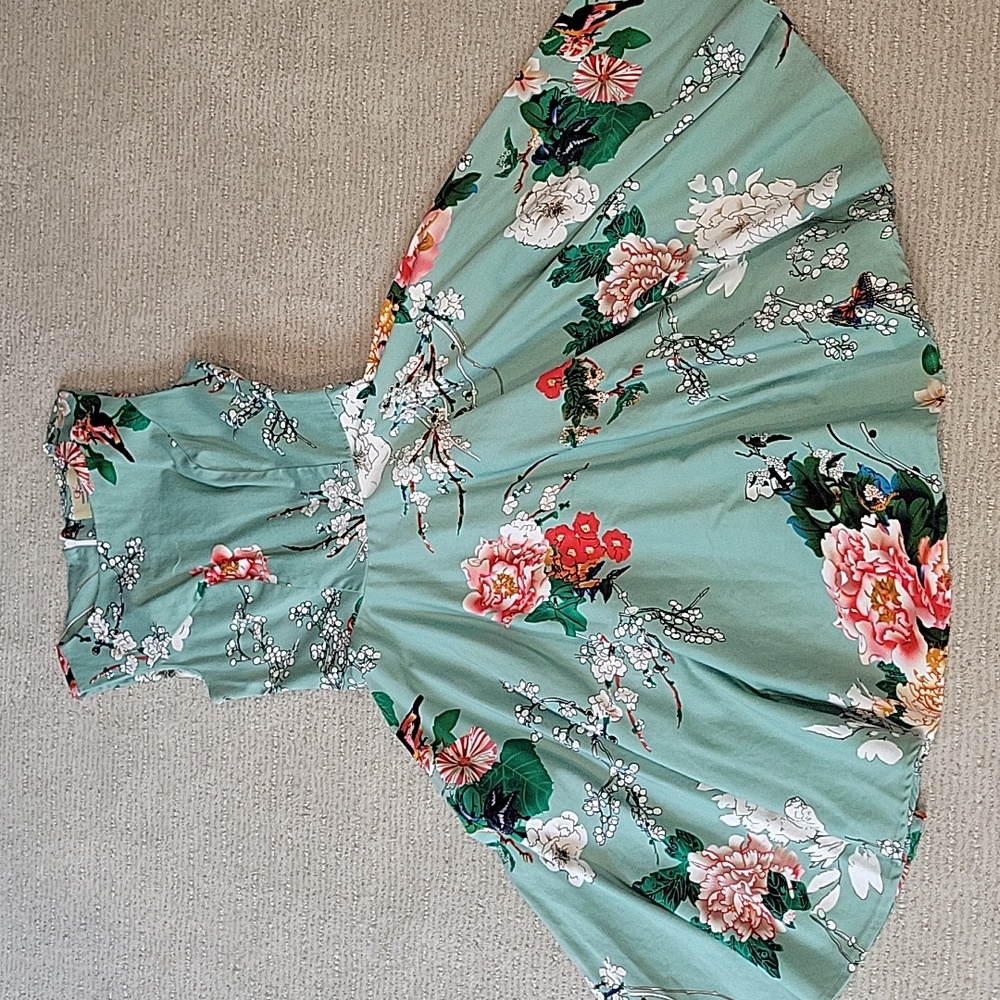 Grace Karin Teal Floral Spring Dress